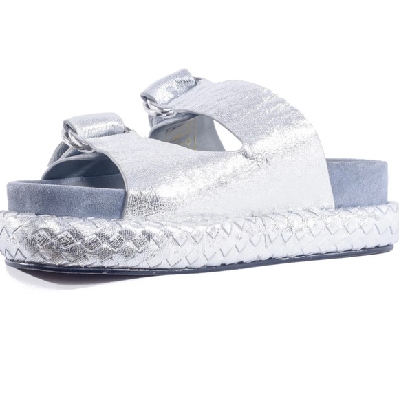 Free People PANAMA FOOTBED SANDALS, SILVER - Picture 8 of 10